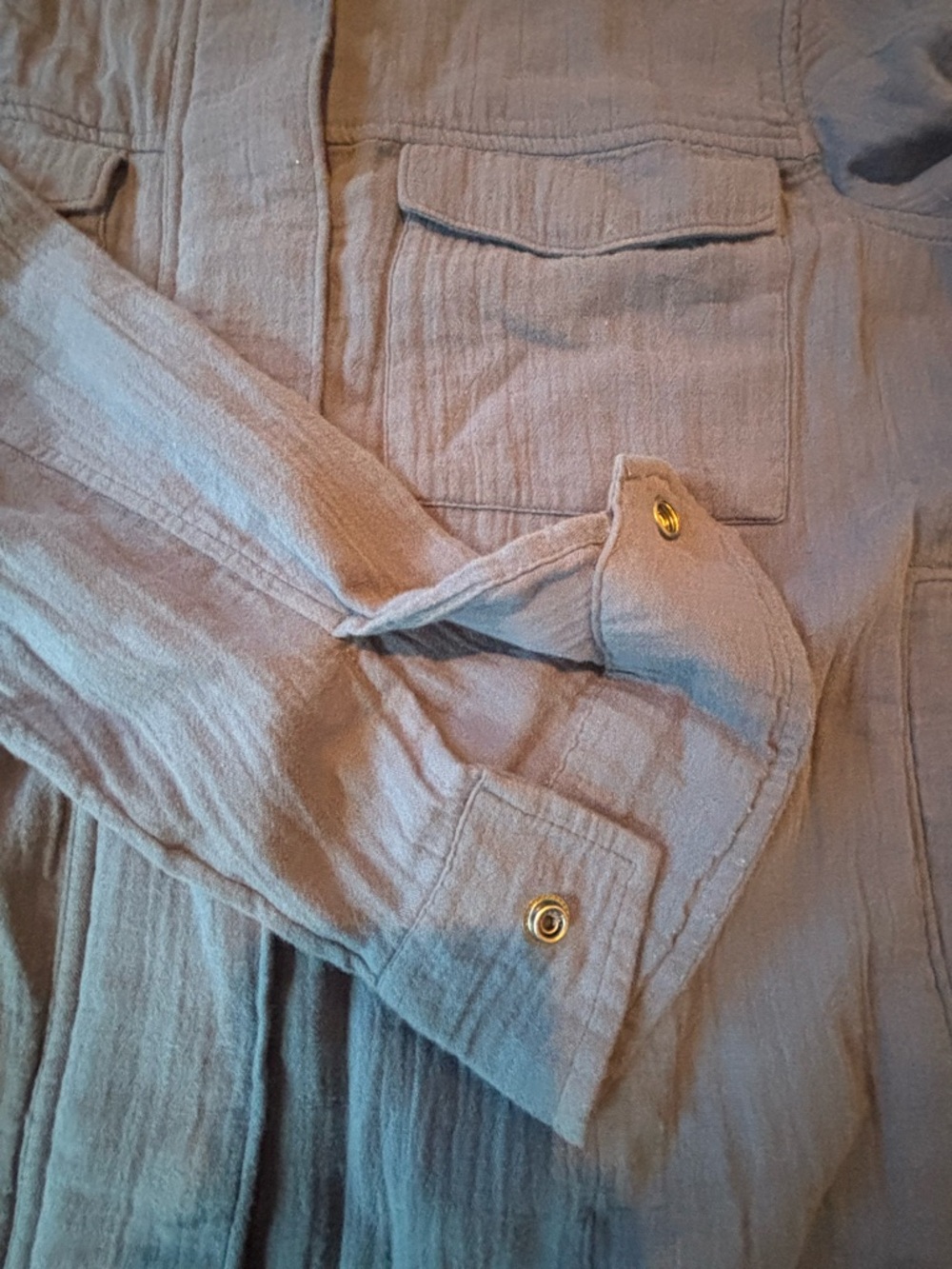Caslon Blue Cotton Utility Jacket Top Drawstring Hem Size Medium - Picture 9 of 10